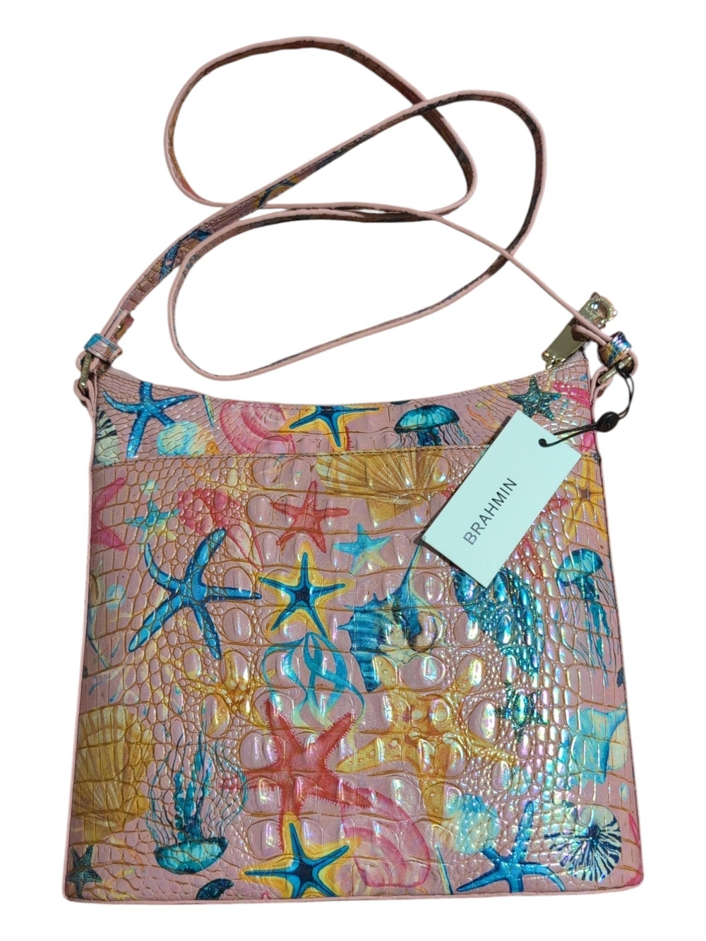 Brahmin Katie Starlight Melbourne Croc Embossed Leather Crossbody Bag - Picture 4 of 10